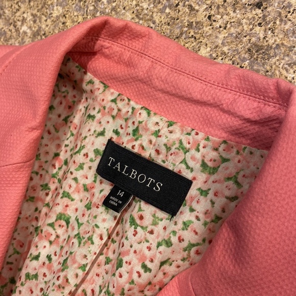 Talbots Pink Floral Lined Blazer Jacket 14 - Picture 5 of 16
